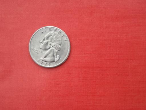 photo of vintage polished cotton chintz fabric, coral or nectarine pink color #1