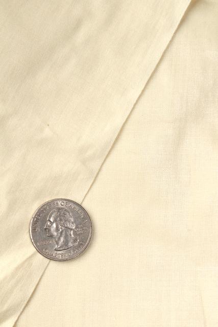 photo of vintage polished cotton chintz fabric w/ glazed finish, ivory cream solid color #2