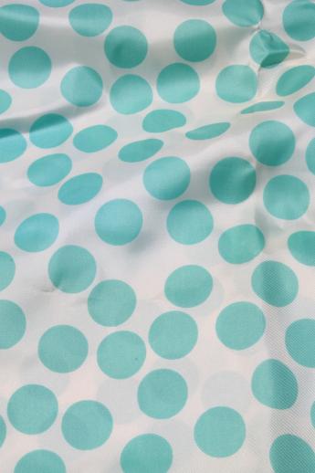 photo of vintage polka dot print silky acetate fabric, retro dots in mint green on ivory #2