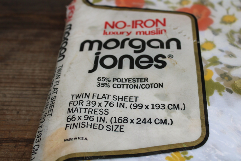 photo of vintage poly cotton blend bed sheet poppies & daisies print sealed package twin size flat sheet  #2