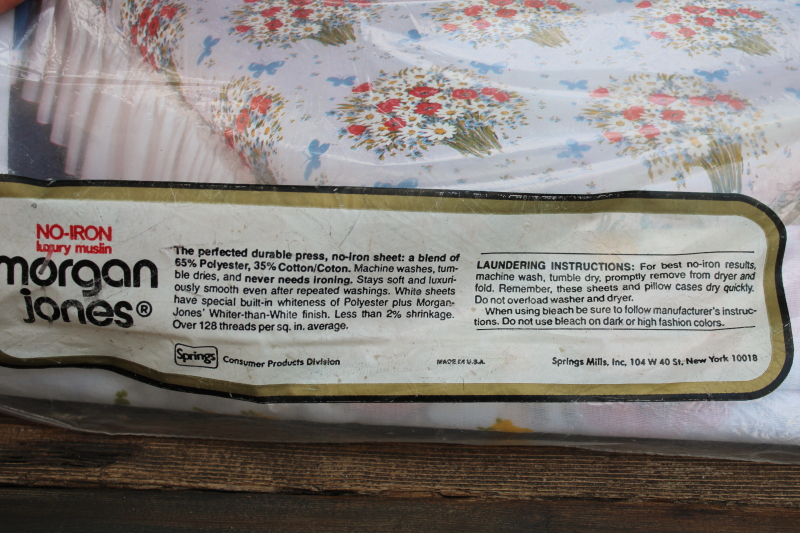 photo of vintage poly cotton blend bed sheet poppies & daisies print sealed package twin size flat sheet  #4