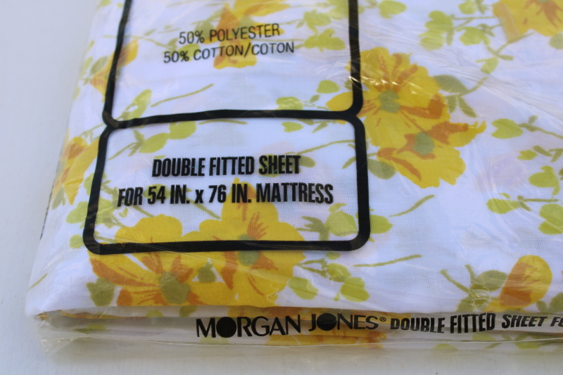 photo of vintage poly cotton blend bed sheet yellow floral print sealed package fitted double full size #2
