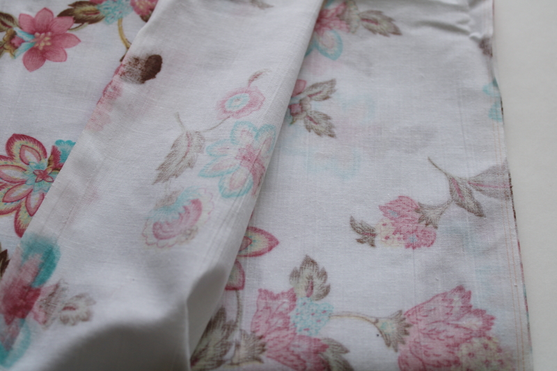 photo of  vintage poly cotton fabric for home decor projects, Jacobean crewel style floral print  #3