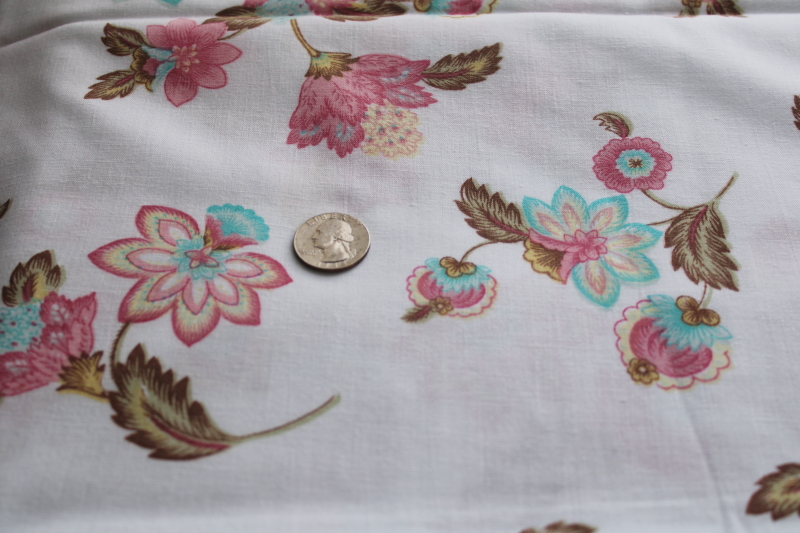 photo of  vintage poly cotton fabric for home decor projects, Jacobean crewel style floral print  #5