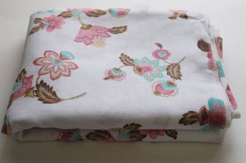photo of  vintage poly cotton fabric for home decor projects, Jacobean crewel style floral print  #7