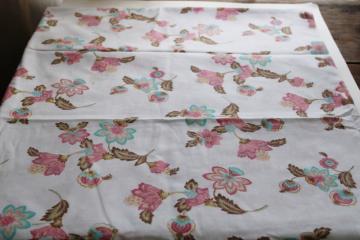 catalog photo of  vintage poly cotton fabric for home decor projects, Jacobean crewel style floral print 