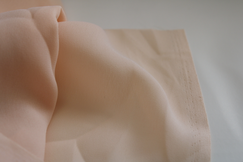 photo of vintage poly georgette fabric, pale peach sheer soft fabric for lining, lingerie #3
