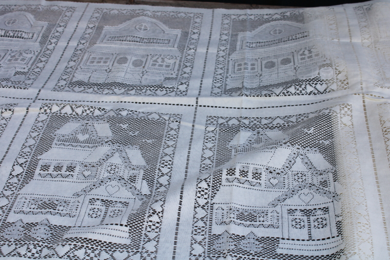 photo of vintage poly lace fabric Victorian house & General Store square panels lace  #1