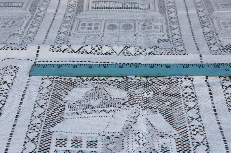 photo of vintage poly lace fabric Victorian house & General Store square panels lace #4