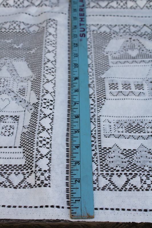 photo of vintage poly lace fabric Victorian house & General Store square panels lace #5