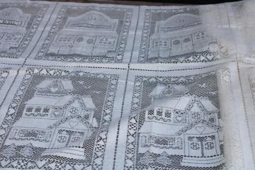 catalog photo of vintage poly lace fabric Victorian house & General Store square panels lace 