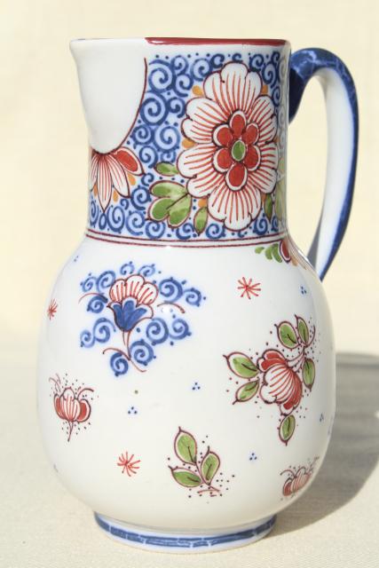 vintage polychrome Delft pottery milk jug pitcher, hand painted Gouda ...