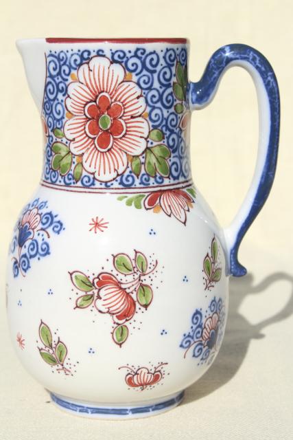 vintage polychrome Delft pottery milk jug pitcher, hand painted Gouda ...