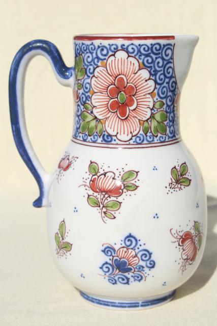 vintage polychrome Delft pottery milk jug pitcher, hand painted Gouda ...