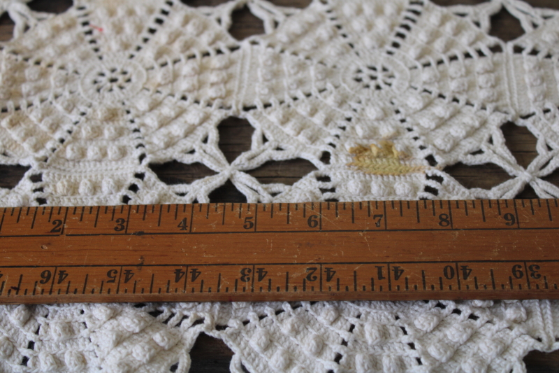 photo of vintage popcorn bobbles crochet lace tablecloth, handmade crochet thread motifs #2