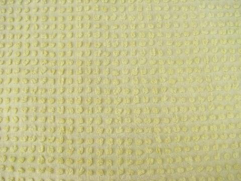 photo of vintage popcorn chenille cotton bedspread, 1950s-60s butter yellow #2