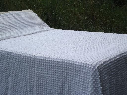 photo of vintage popcorn chenille cotton bedspreads, lot of two twin spreads #1