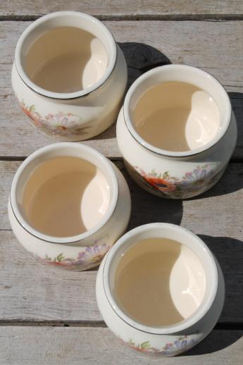 photo of vintage poppy Universal pottery oven proof bean pots, set of 4 single serving crocks #5