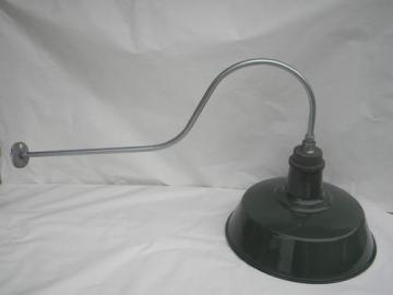 catalog photo of vintage porcelain gooseneck gas station/barn light