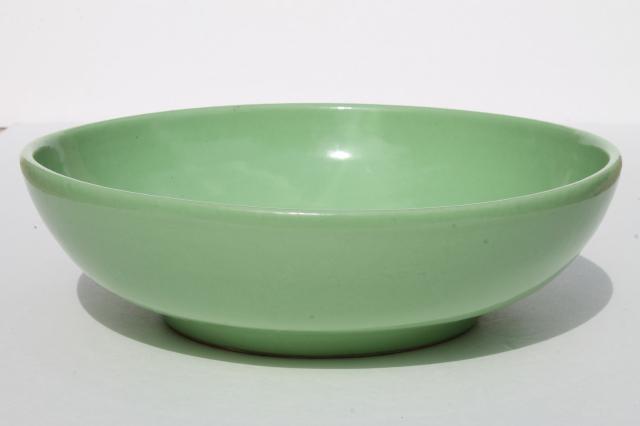 photo of vintage pottery mixing bowl or large salad bowl, retro 1950s mint green color #1