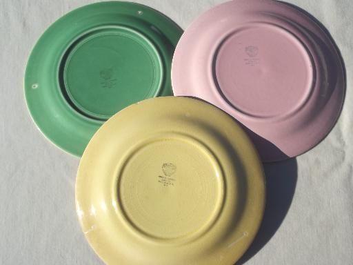 photo of vintage pottery plates in pretty pastels, shabby cottage kitchen dishes #3