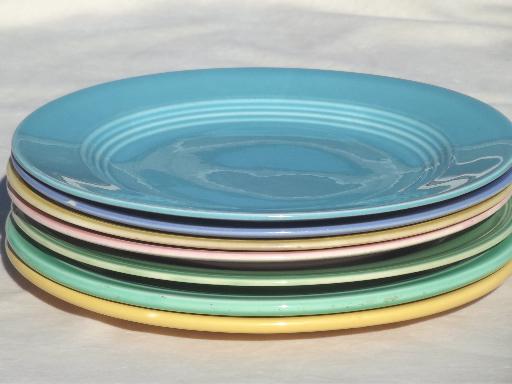 photo of vintage pottery plates in pretty pastels, shabby cottage kitchen dishes #5