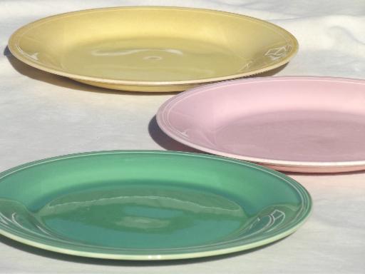 photo of vintage pottery plates in pretty pastels, shabby cottage kitchen dishes #13