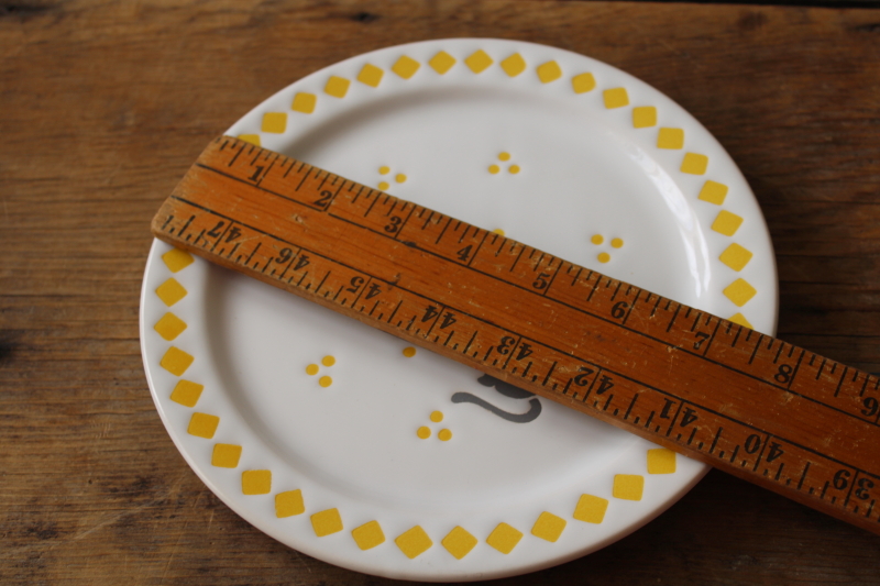 photo of vintage pottery plates rare black cat w/ bow, yellow checkerboard french country cottage style  #3