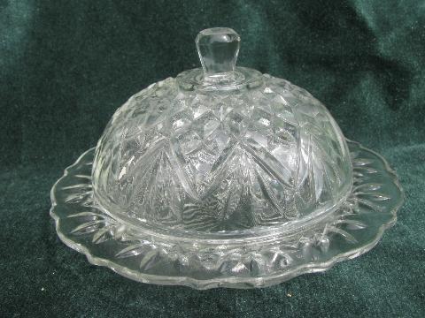 photo of vintage pressed glass butter / cheese dish, dome cover w/ round plate #1