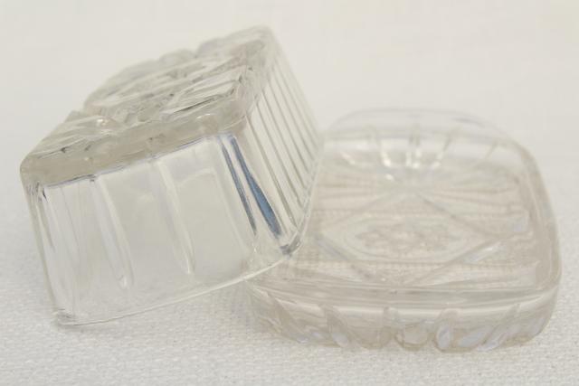 photo of vintage pressed glass butter dish, Anchor Hocking prescut plate & cover #4