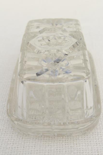 photo of vintage pressed glass butter dish, Anchor Hocking prescut plate & cover #5