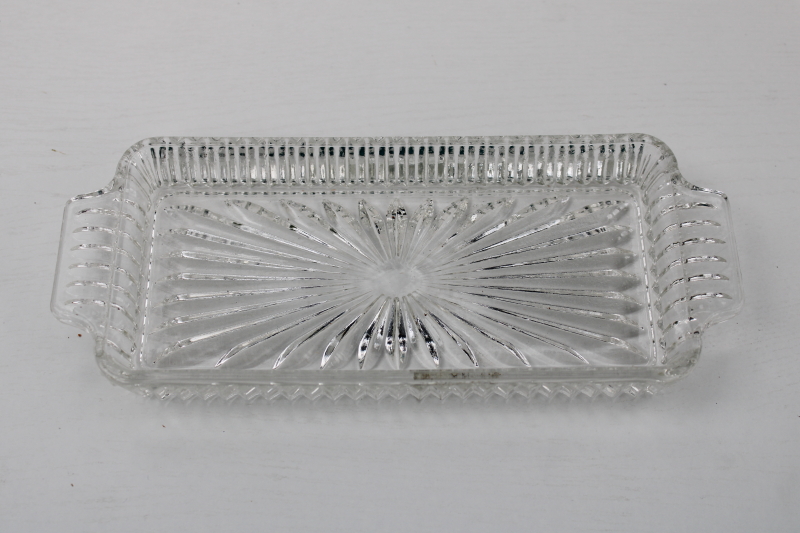 photo of vintage pressed glass butter dish, Federal glass Windsor pattern butter plate cover dome #3