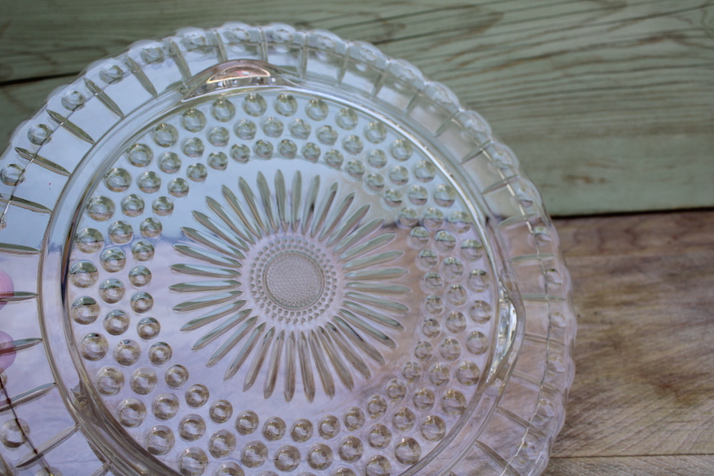 photo of vintage pressed glass cake plate, bubble pattern Federal glass plate for cake cover #3