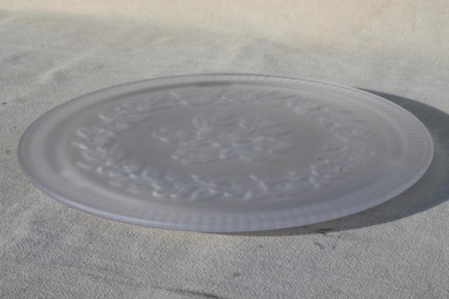photo of vintage pressed glass cake plate or tray plateau, clear frosted satin glass #4