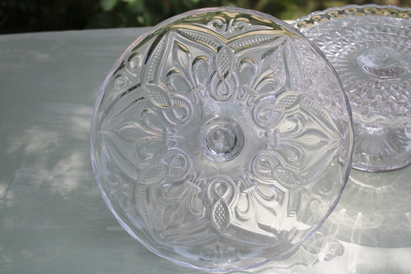 photo of vintage pressed glass cake plate stands instant collection grouping of mismatched pattern glass #3