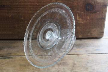 vintage pressed glass cake stand pedestal plate, laurel wreath pattern tiffin glass?