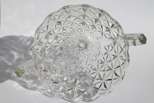 photo of vintage pressed glass compote bowl w/ trophy handles, loving cup vase diamond block pattern #3