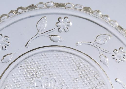 photo of vintage pressed glass cup plates w/ butterflies, butterfly pattern butter plate set #8