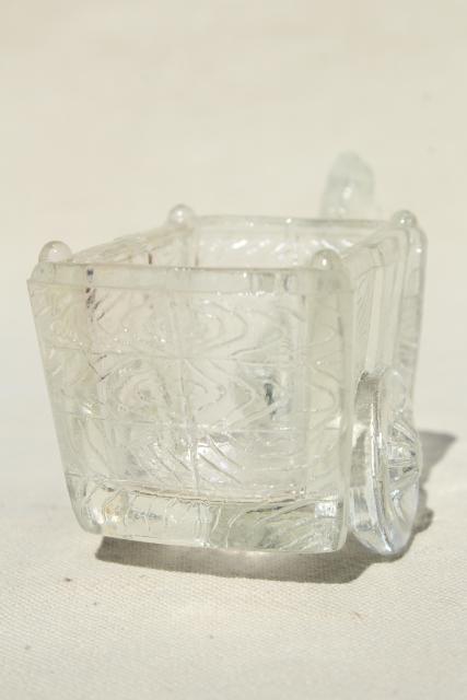 photo of vintage pressed glass donkey cart, old candy container, toothpick or match holder glass novelty #3