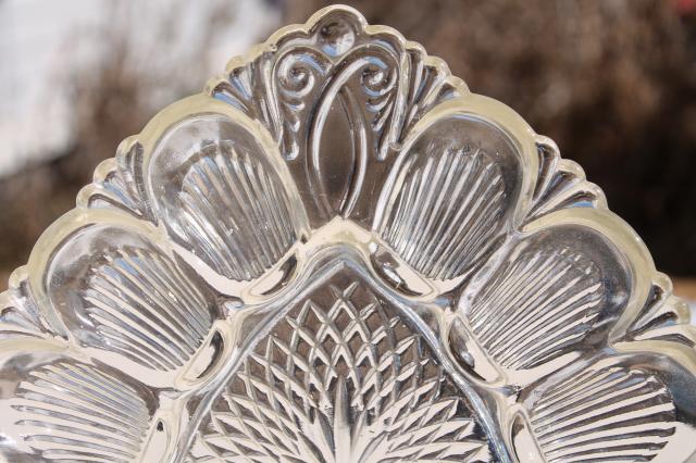 photo of vintage pressed glass egg plate, triangular shape serving tray for deviled eggs #2