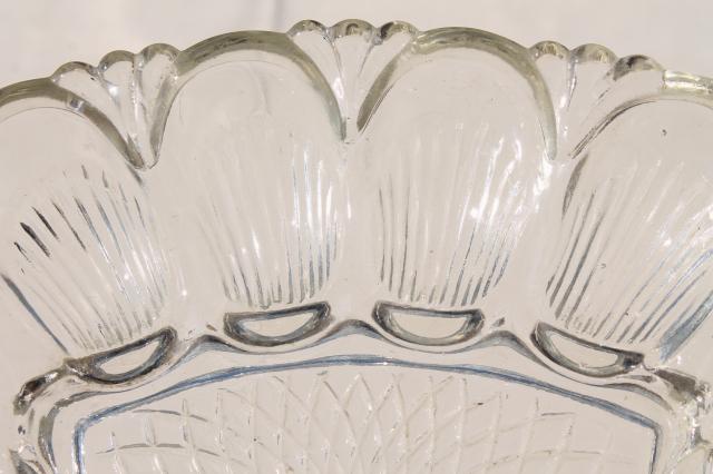 photo of vintage pressed glass egg plate, triangular shape serving tray for deviled eggs #4