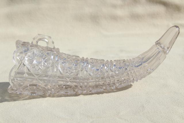 photo of vintage pressed glass flower vase or hanging planter, hunting horn shape #2