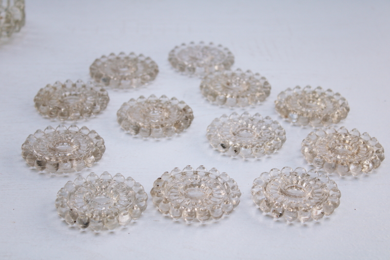 photo of vintage pressed glass lamp parts lot bases & beaded edge spacers for upcycle or lighting restoration repair #3