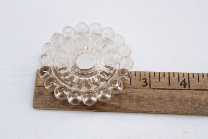 photo of vintage pressed glass lamp parts lot bases & beaded edge spacers for upcycle or lighting restoration repair #10