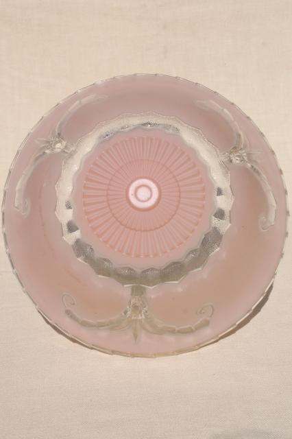 photo of vintage pressed glass lampshade for antique electric light, shabby chic rose pink lamp shade #4