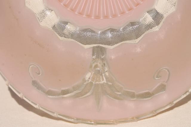 photo of vintage pressed glass lampshade for antique electric light, shabby chic rose pink lamp shade #5
