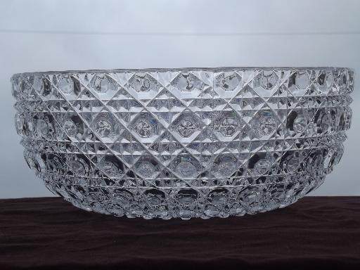 photo of vintage pressed glass salad bowl, waffle and button Windsor pattern? #1