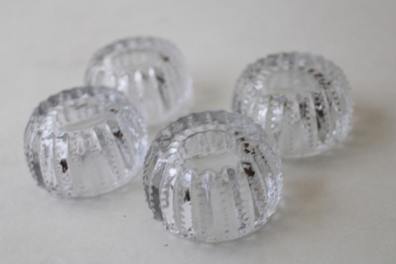 photo of vintage pressed glass salt cellars, individual salts salt dip dishes zipper pattern #3