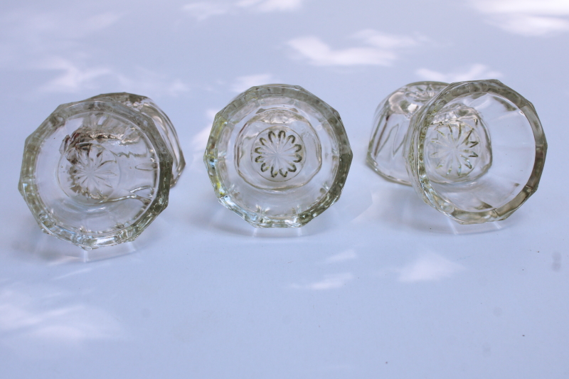 photo of vintage pressed glass salt cellars, tiny salt dishes lot several sets  #2