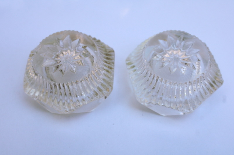 photo of vintage pressed glass salt cellars, tiny salt dishes lot several sets  #4